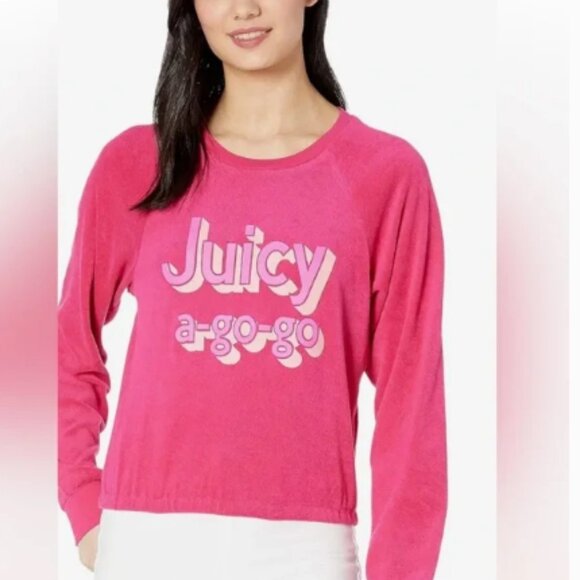 NWT Juicy Couture A Gogo Microterry Logo Pullover Size SMALL - Picture 2 of 7